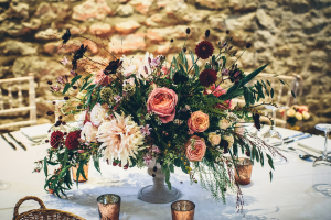 One of our table arrangements by Sabine Darrall, photo by Mister Phill