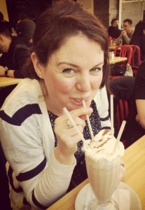 My sister with the Mexican coffee milkshake